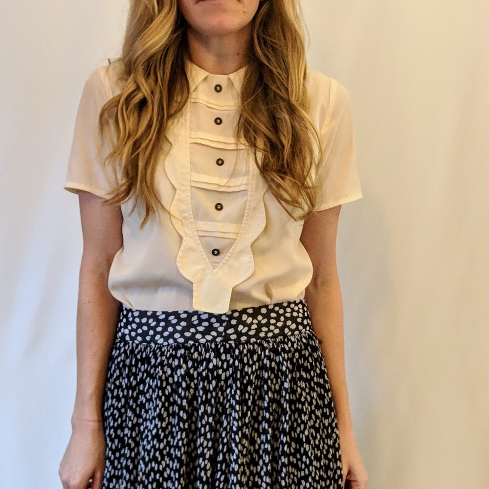 ASOS Scalloped Front Cream Blouse